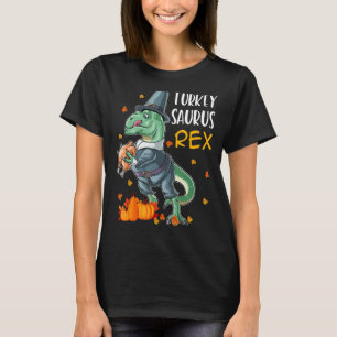 Dinosaur Thanksgiving Boys Turkey Saurus T Rex Pil T-Shirt