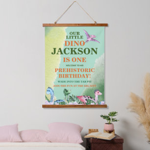 Dinosaur Theme 1st Birthday Hanging Tapestry