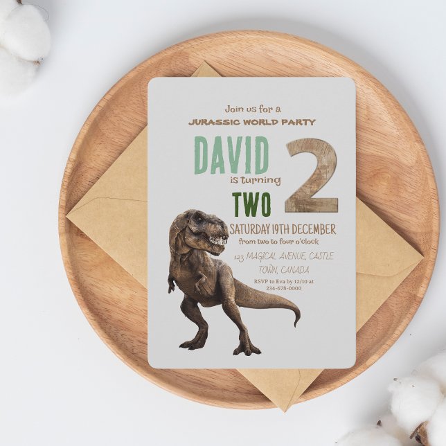  Dinosaur Theme 2nd Birthday Party  Invitation (Creator Uploaded)
