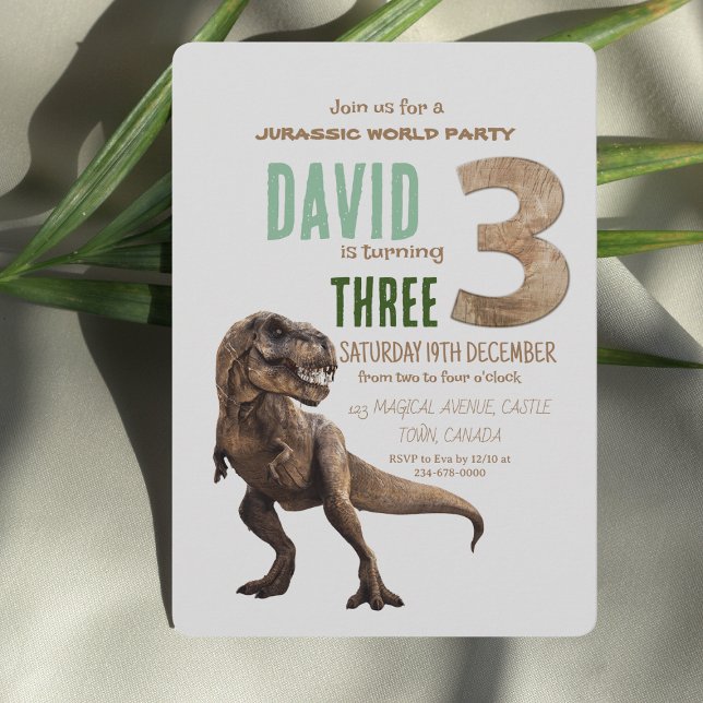  Dinosaur Theme 3rd Birthday Party  Invitation (Creator Uploaded)