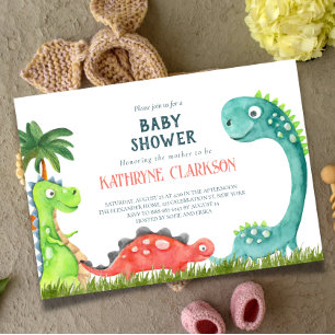 Dinosaur theme baby shower invitation