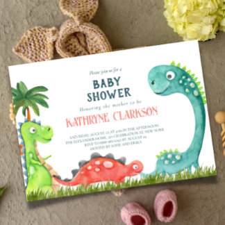 Dinosaur theme baby shower invitation