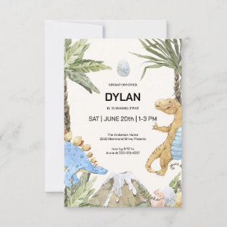 Dinosaur Theme Birthday Party Invitation