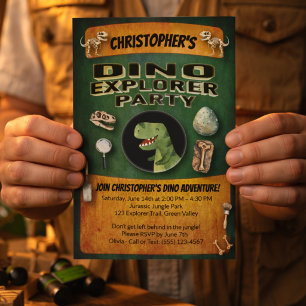 Dinosaur Theme Birthday Party Invitation