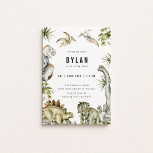 Dinosaur Theme Birthday Party Invitation