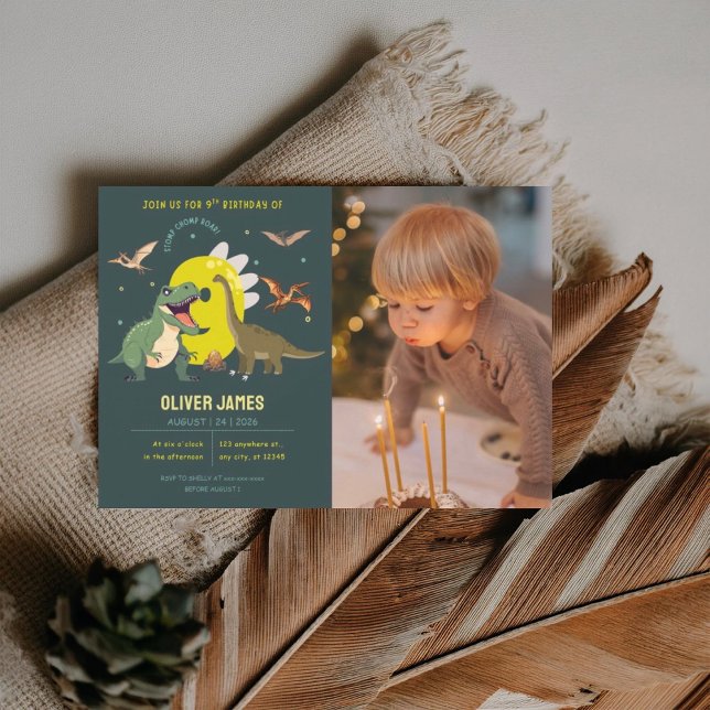 Dinosaur theme boy 9th birthday  invitation (Creator Uploaded)