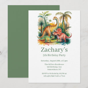 Dinosaur Theme Boy Birthday Party Invitation