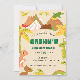 DInosaur Theme Boy Birthday Party Invitation
