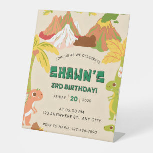 Dinosaur Theme Boy Birthday Party Invitation Pedestal Sign