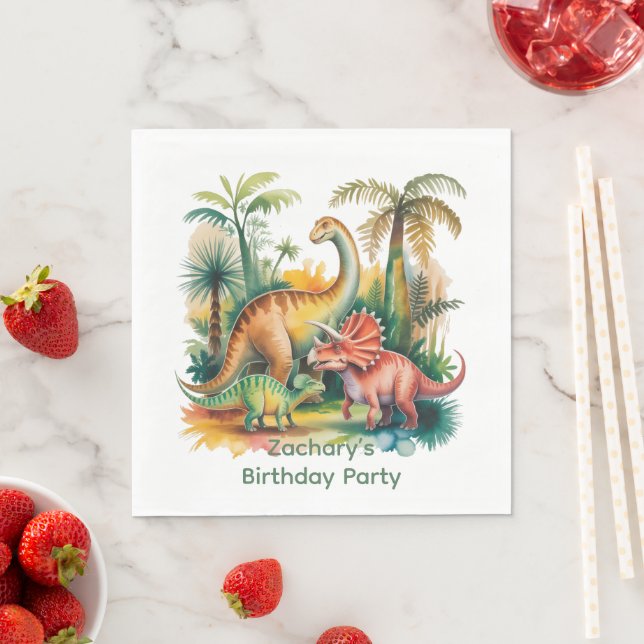 Dinosaur Theme Boy Birthday Party Napkin (Insitu)