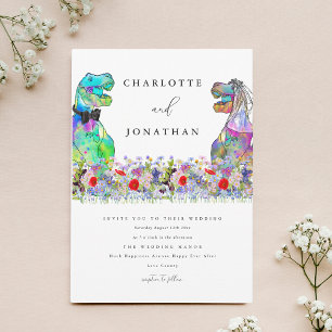 Dinosaur Theme Colourful Wildflower Invitation