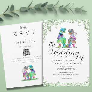 Dinosaur Theme Eucalyptus Foliage Wedding Invitation