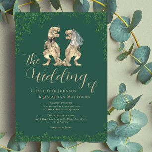Dinosaur Theme Green Wedding Invitation