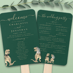 Dinosaur Theme Wedding Ceremony Green Program Hand Fan