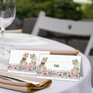Dinosaur Theme Wedding Colourful Wildflower Place Card
