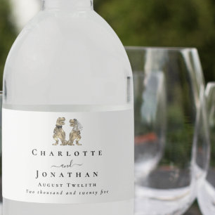 Dinosaur Theme Wedding Custom Water Bottle Label