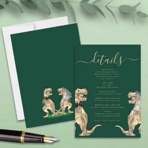 Dinosaur Theme Wedding Details Green Enclosure Card