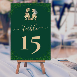 Dinosaur theme Wedding Green Table Number