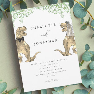Dinosaur Theme Wedding Greenery Invitation
