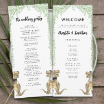Dinosaur Theme Wedding Program<br><div class="desc">Funny dinosaur themed wedding day program with fun dinosaur bride and groom and watercolor eucalyptus foliage. Easy to customise with the bride and grooms names, the wedding date and all the wedding day ceremony details in modern typography script. T-Rex bride and groom dino illustrations in brown hues and watercolor botanical...</div>