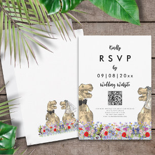 Dinosaur Theme Wedding Reply QR code RSVP Card