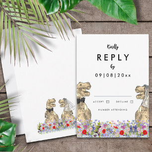 Dinosaur Theme Wedding Reply RSVP Card