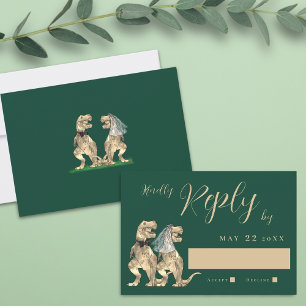 Dinosaur Theme Wedding Reply RSVP Card