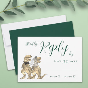 Dinosaur Theme Wedding Reply RSVP Card