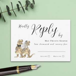 Dinosaur Theme Wedding Reply RSVP Card