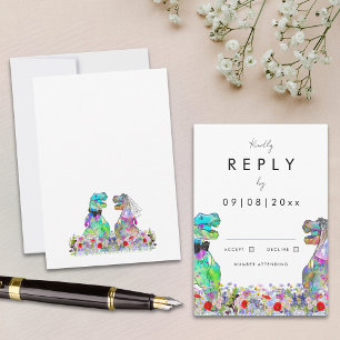 Dinosaur Theme Wedding Reply RSVP Card