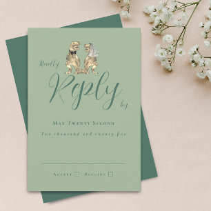 Dinosaur Theme Wedding Reply Sage Green RSVP Card