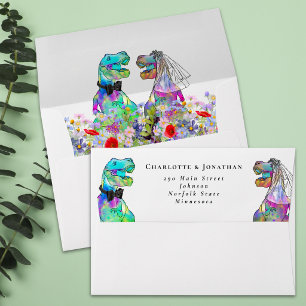Dinosaur Theme Wedding Return Address Envelope