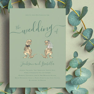 Dinosaur Theme Wedding Sage Green Invitation