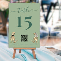 Dinosaur theme Wedding Sage Green QR Code