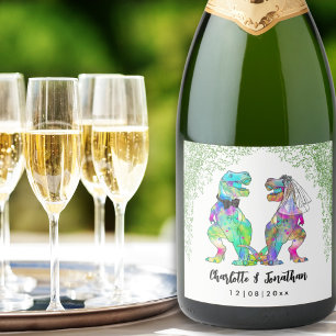 Dinosaur Theme Wedding Sparkling Wine Label