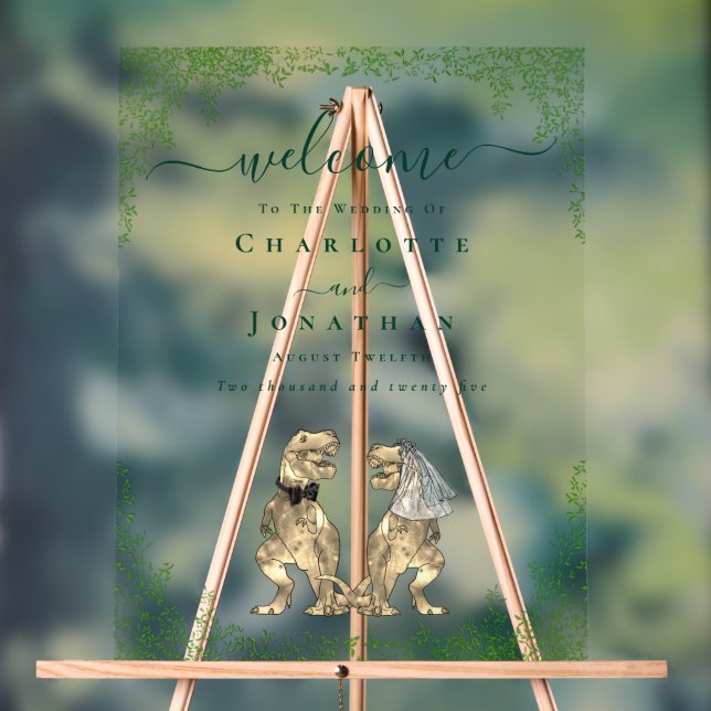 Dinosaur theme Wedding Welcome Acrylic Sign (Neutral)