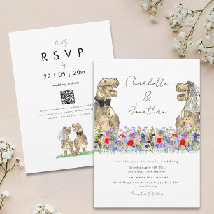 Dinosaur Theme Wildflower  Invitation