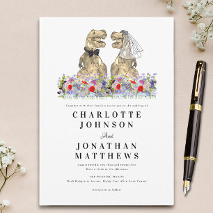Dinosaur Theme Wildflower Wedding Invitation