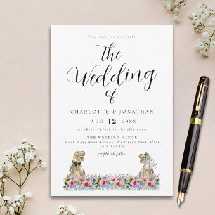 Dinosaur Theme Wildflower Wedding Invitation