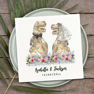 Dinosaur Theme Wildflower Wedding Napkin