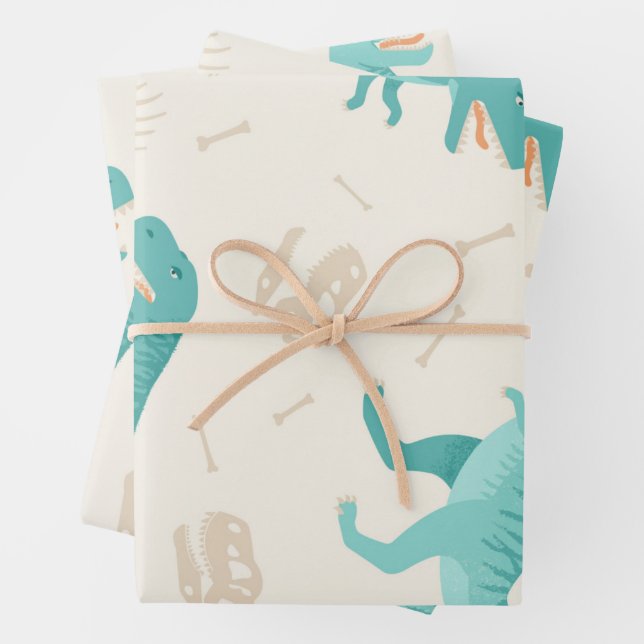 Dinosaur Theme Wrapping Paper Sheets (In situ)