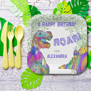 Dinosaur Themed Birthday Party Purple Paper Plate
