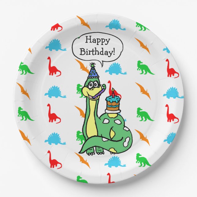 Dinosaur Themed Birthday Plates (Front)