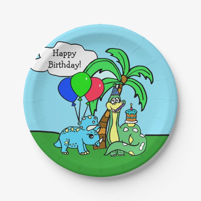 Dinosaur Themed Birthday Plates (Front)