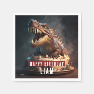 Dinosaur themed Cream Cake - Birthday Napkin