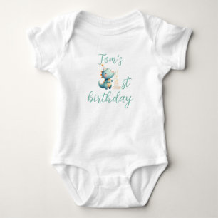 Dinosaur themed first birthday body baby bodysuit