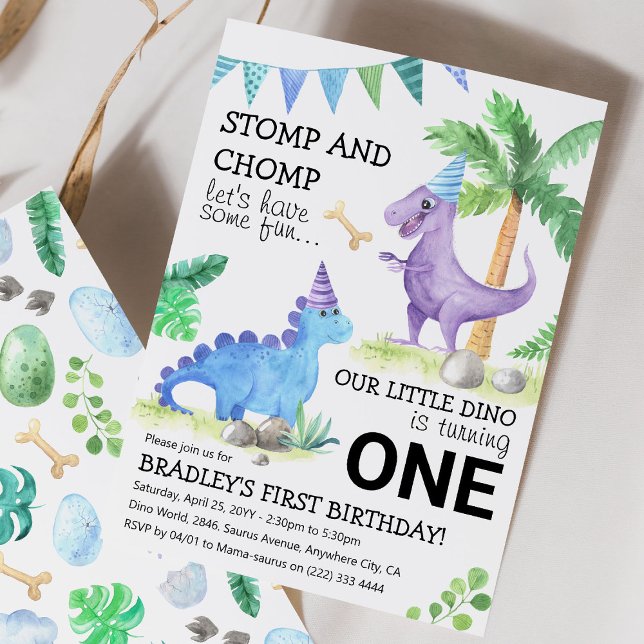 Dinosaur Themed First Birthday Extravaganza! Invitation (Creator Uploaded)