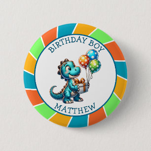 Dinosaur themed Kid's Birthday Boy Personalised 6 Cm Round Badge