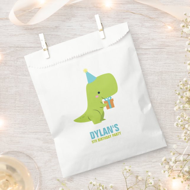 Dinosaur Themed Kids Birthday Party Favour Bag (Clipped)
