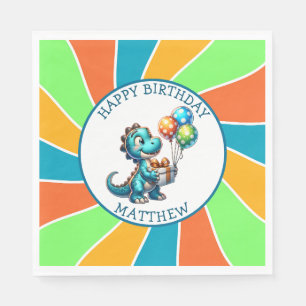 Dinosaur themed Kid's Birthday Party Personalised Napkin